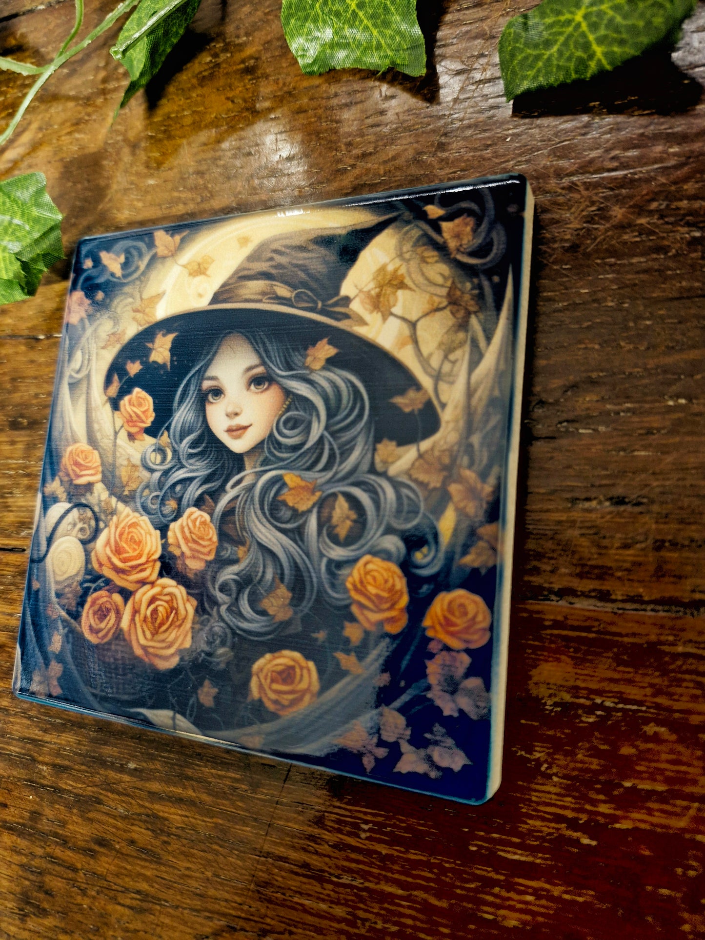 Autumn Witch Ceramic Coaster