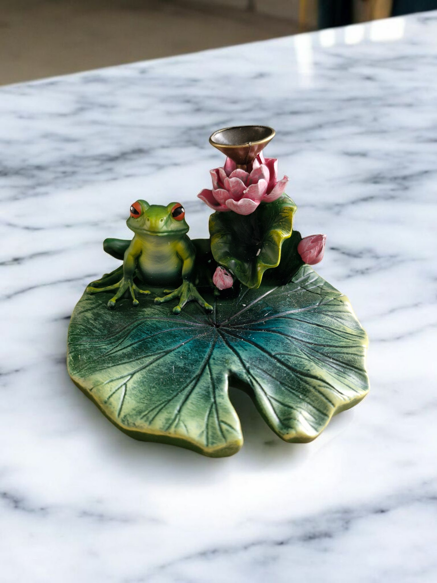 Frog On Lily Pad Backflow Incense Cone Burner
