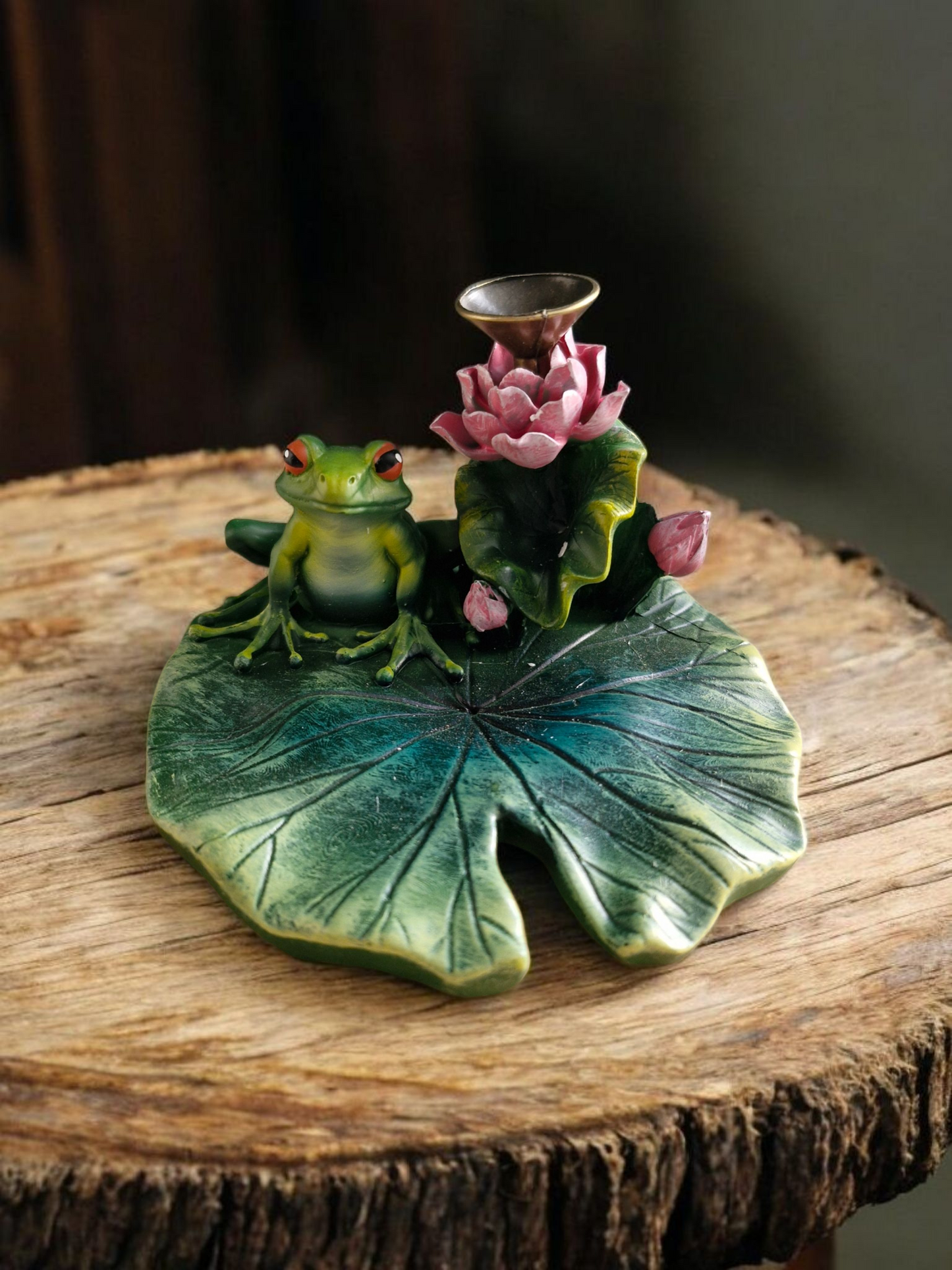 Frog On Lily Pad Backflow Incense Cone Burner