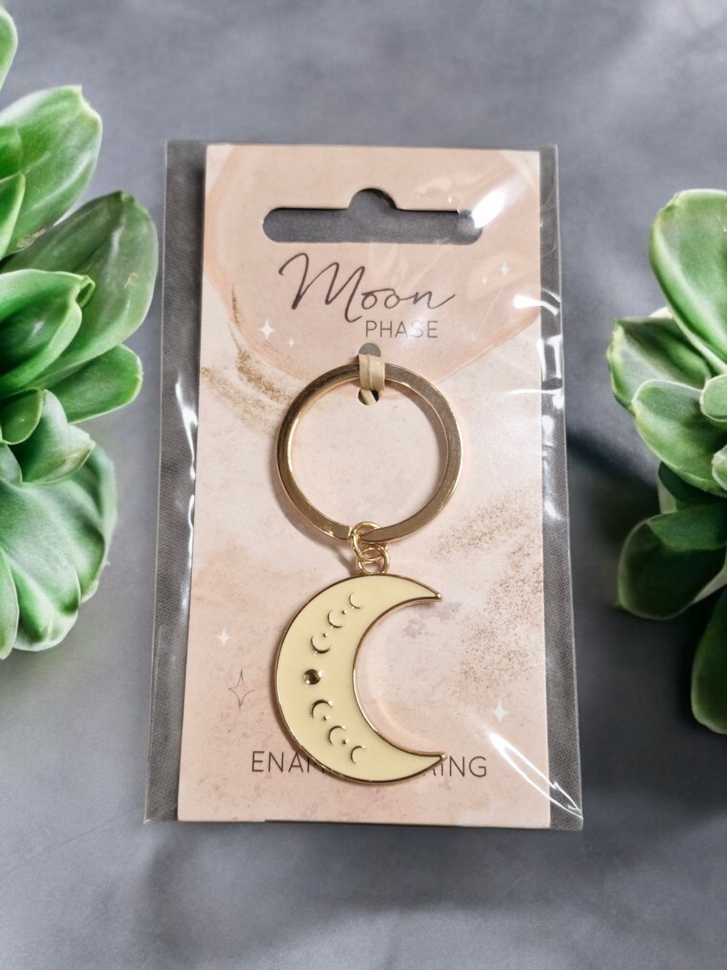 Moon Phase Enamel Keyring