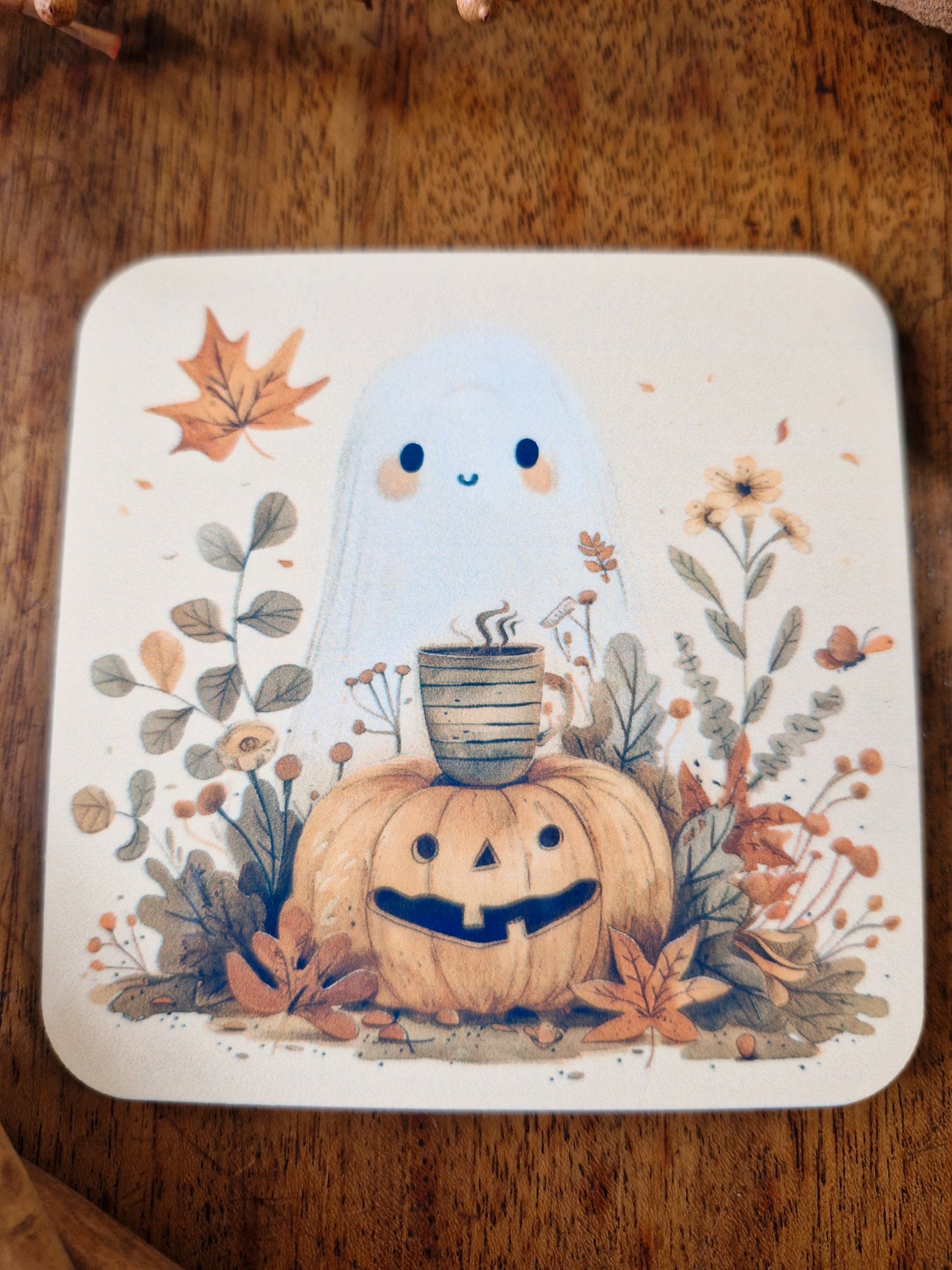 Ghost and Pumpkin Coaster
