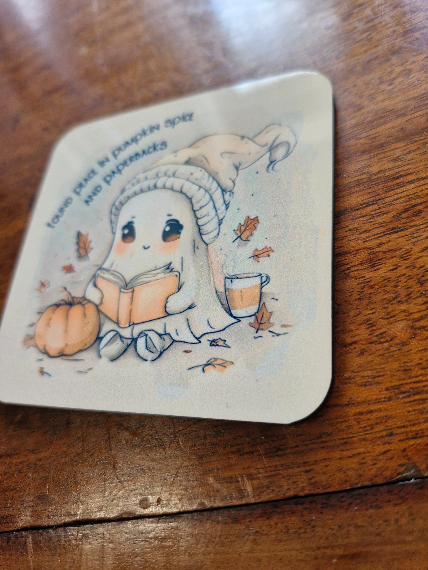 Ghost & Pumpkin Book Reading Coaster