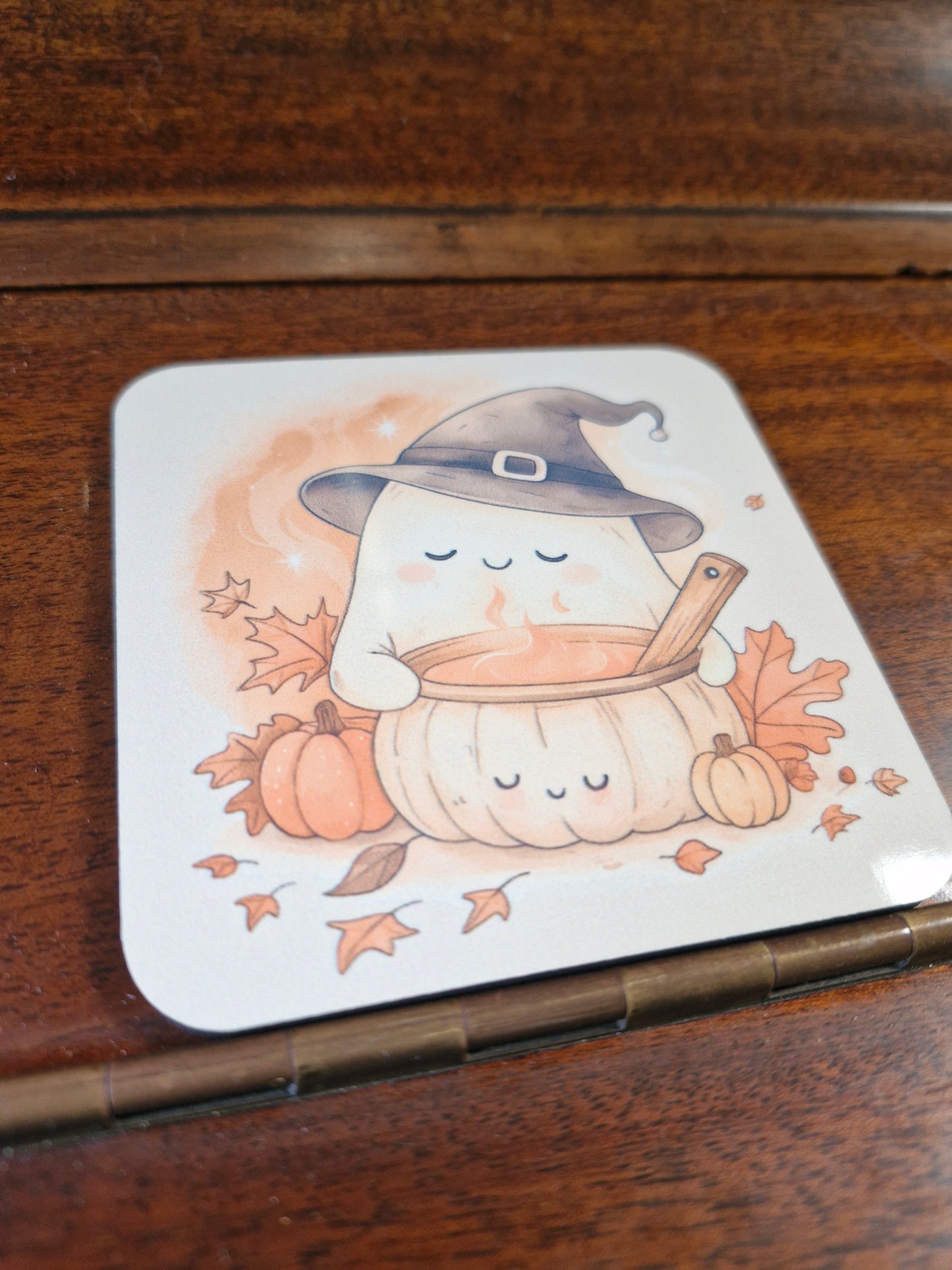 Ghost and Pumpkin Soup Coaster