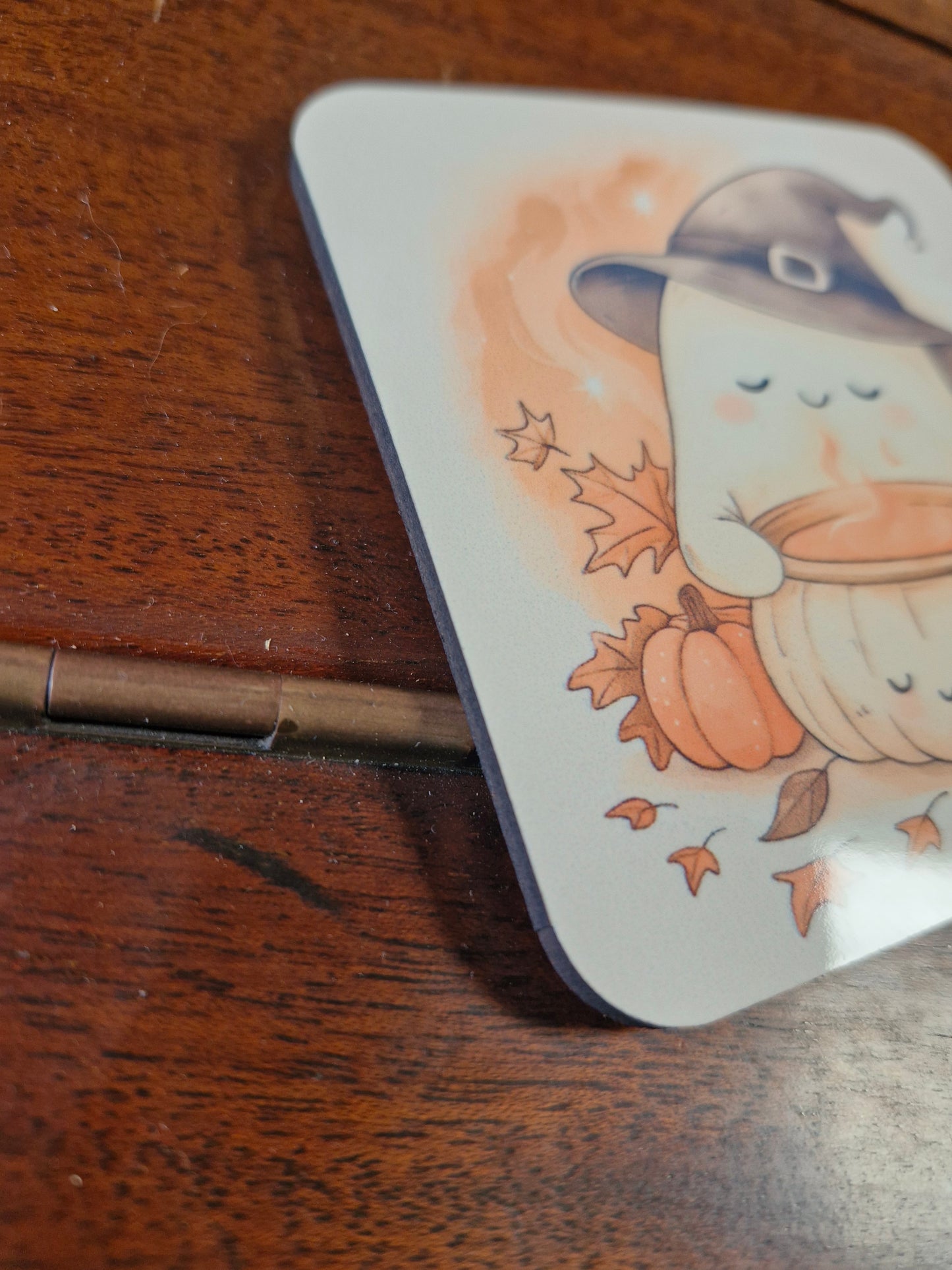 Ghost and Pumpkin Soup Coaster