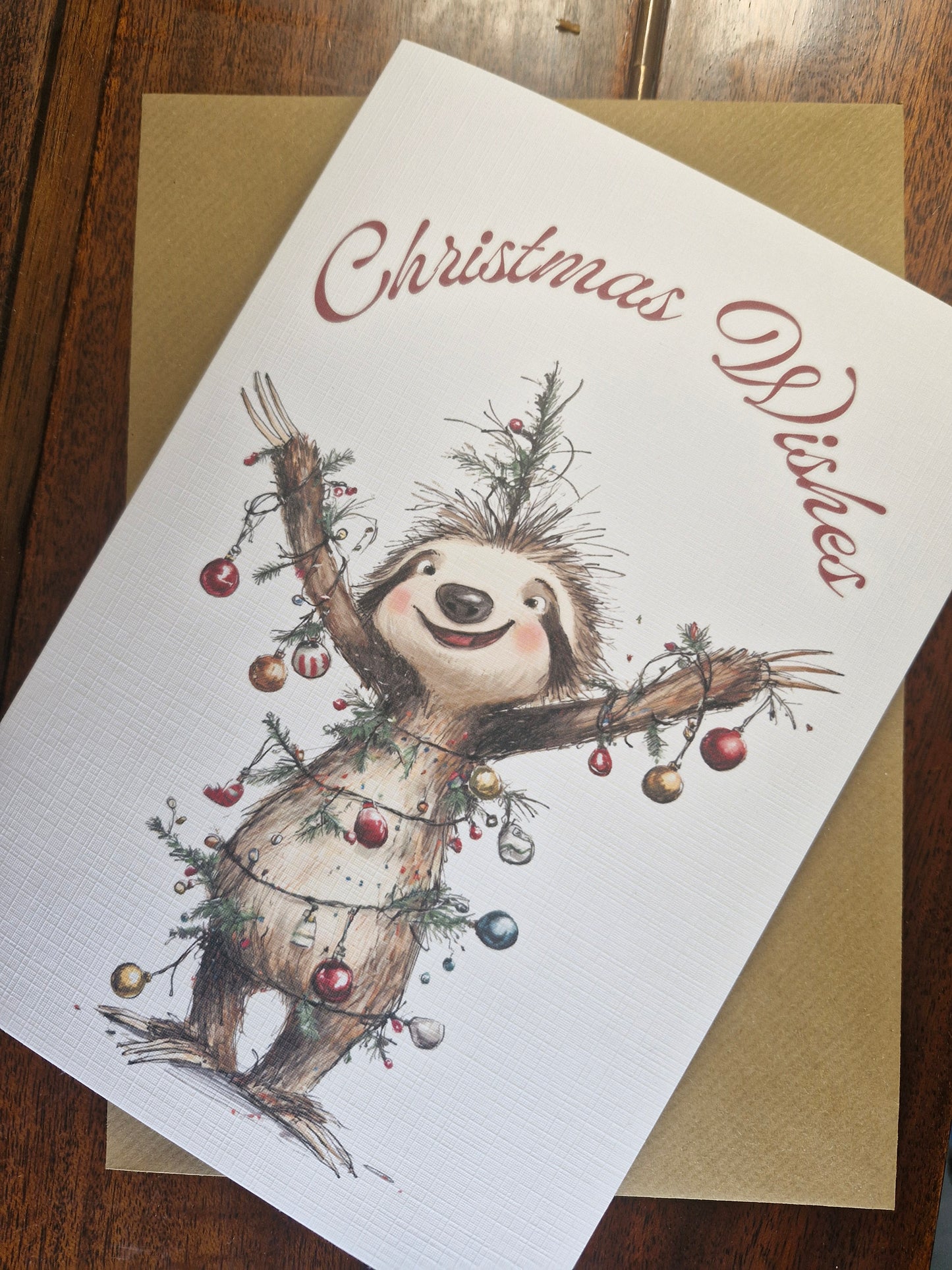 Christmas Wishes Sloth Card A5