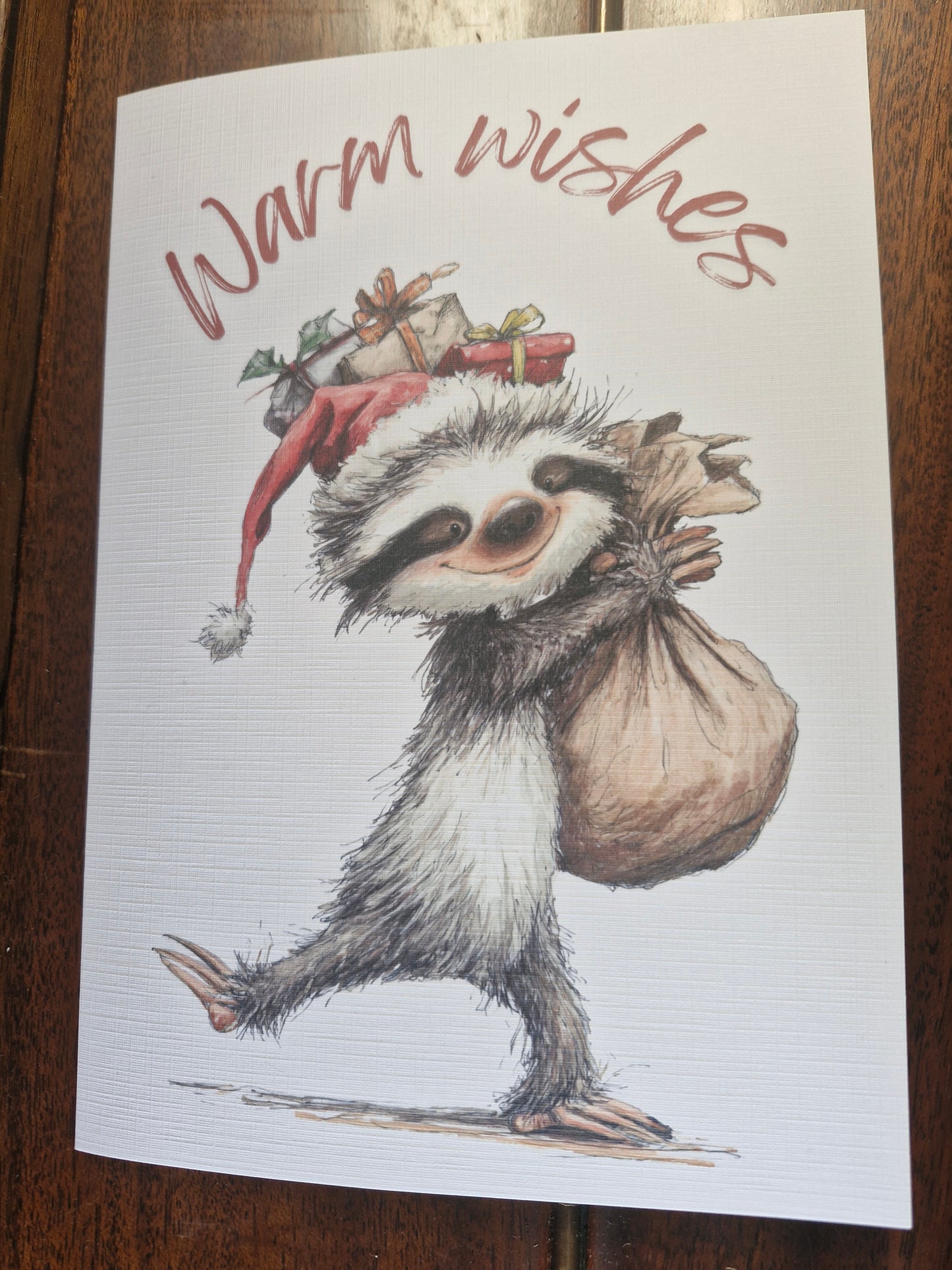 Warm Wishes Sloth Christmas Card A5