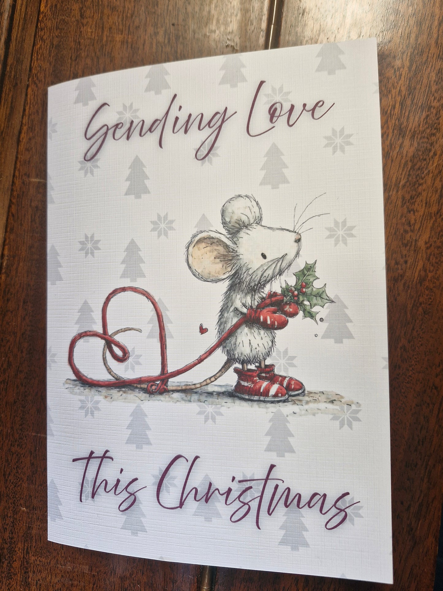 Christmas Card Mouse Sending Love A5