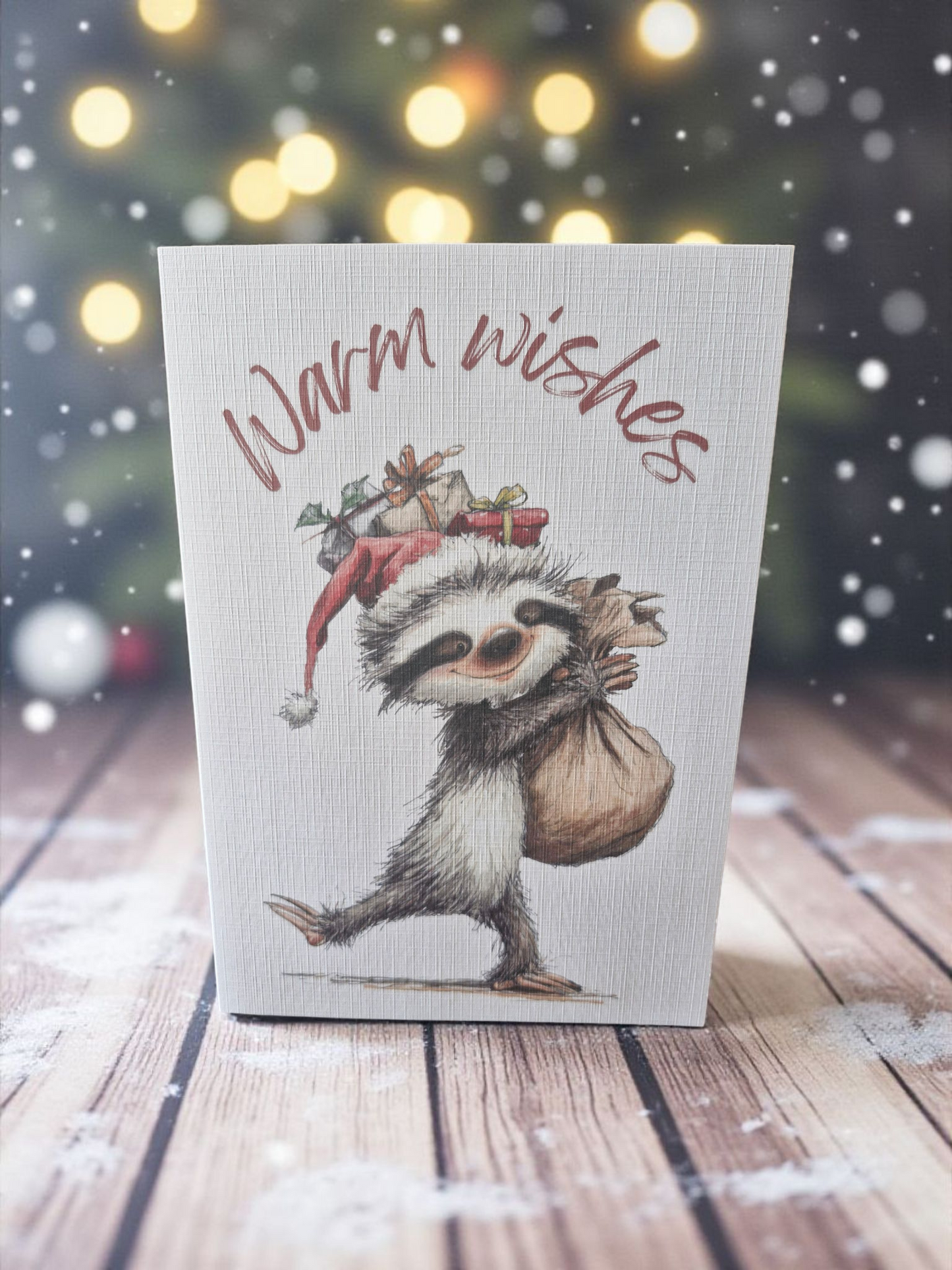 Warm Wishes Sloth Christmas Card A5
