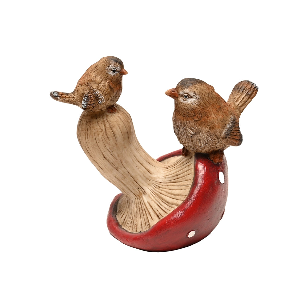 2 Small Birds On A Mushroom Ornament