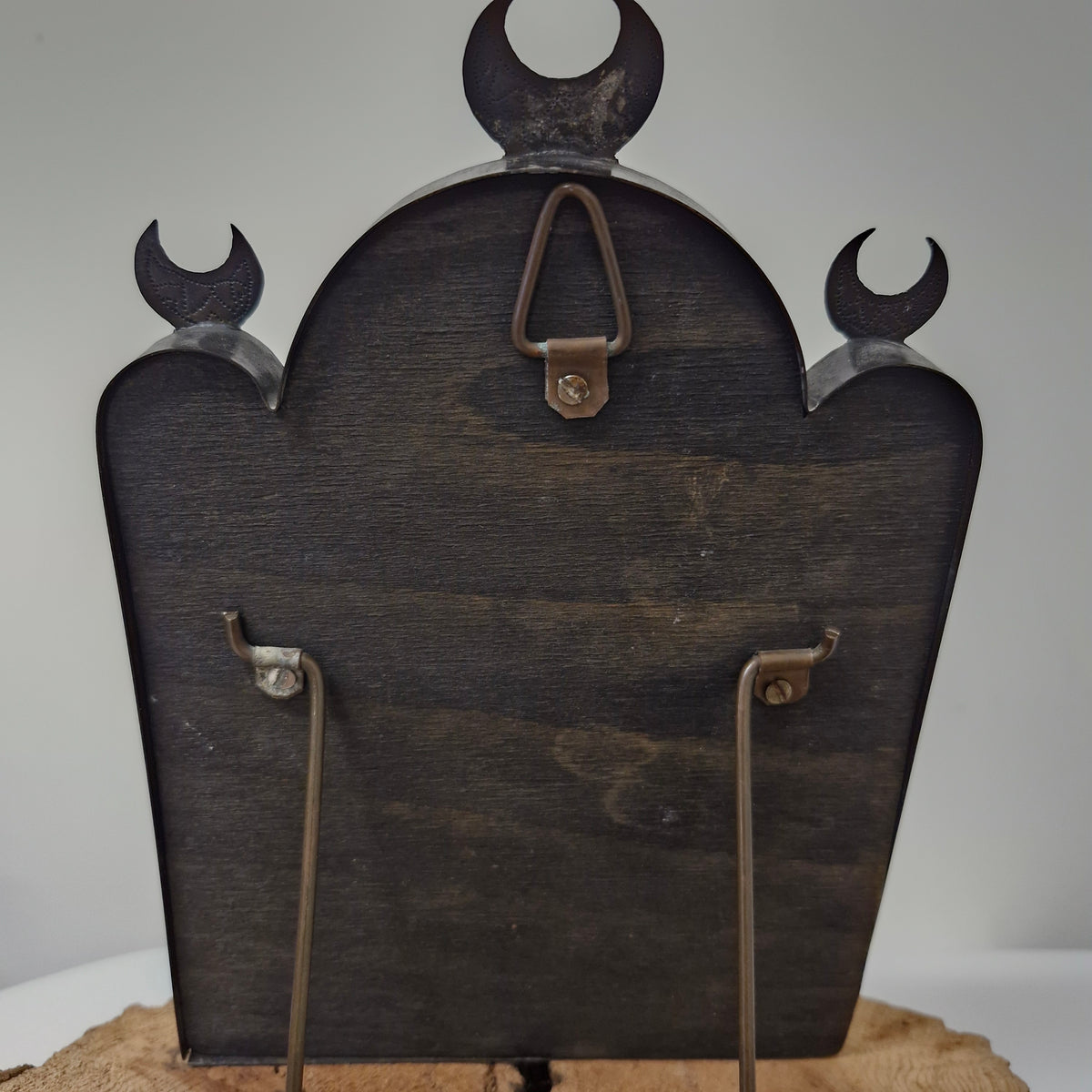 Vintage Moroccan Style Embossed Metal Table & Wall Mirror