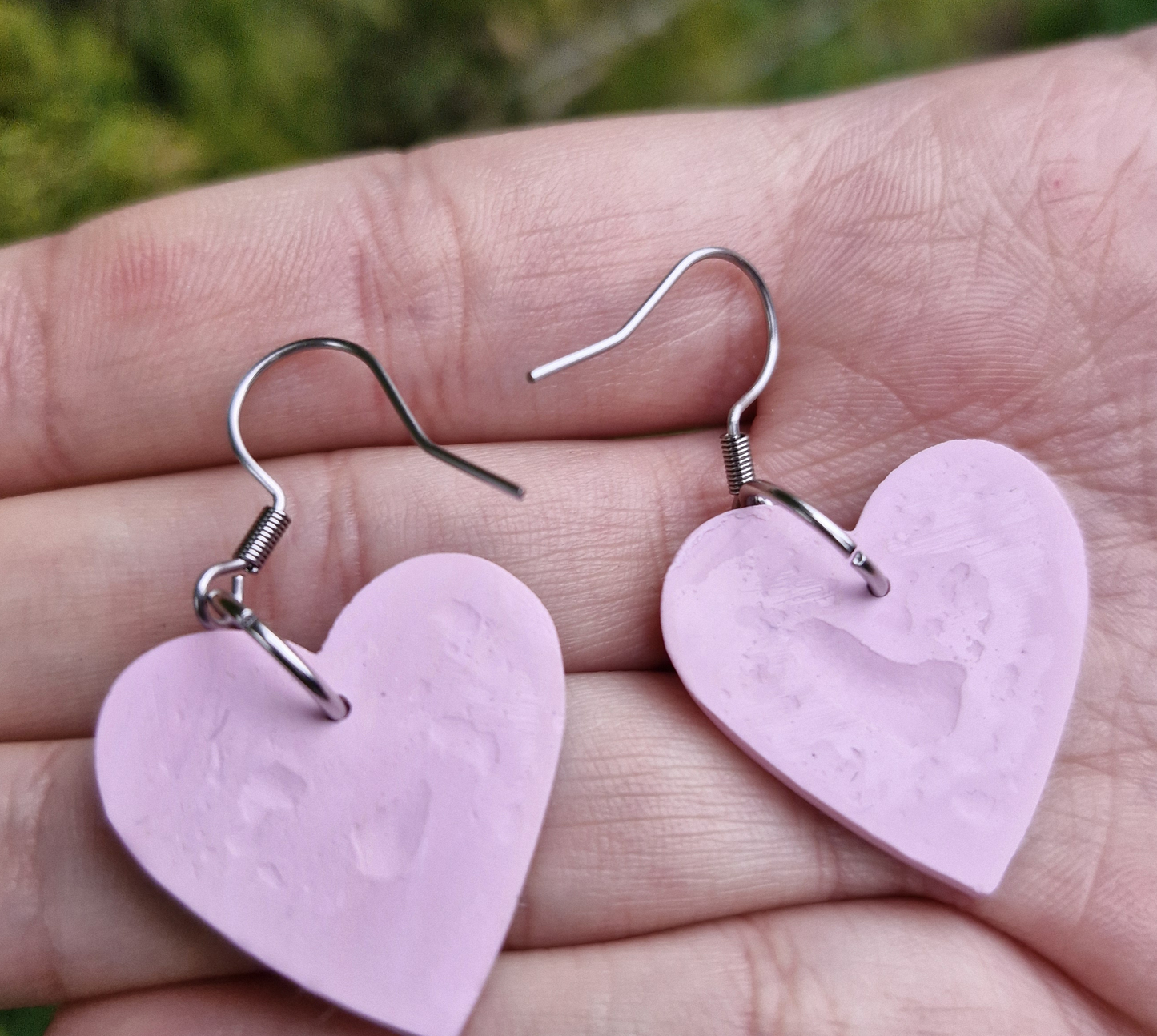 Pink Heart Dangle Earrings