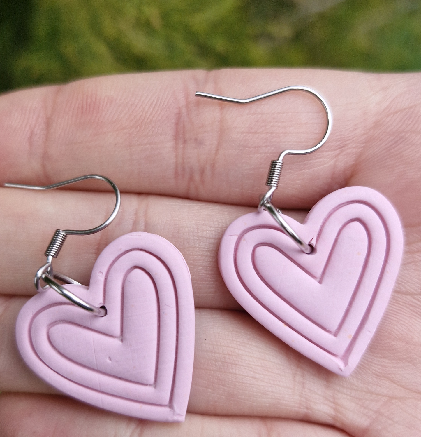 Pink Heart Dangle Earrings