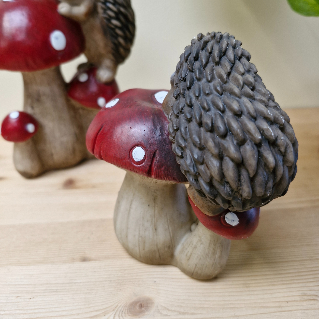 Relaxed Hedgehog on Toadstool 14.4cm
