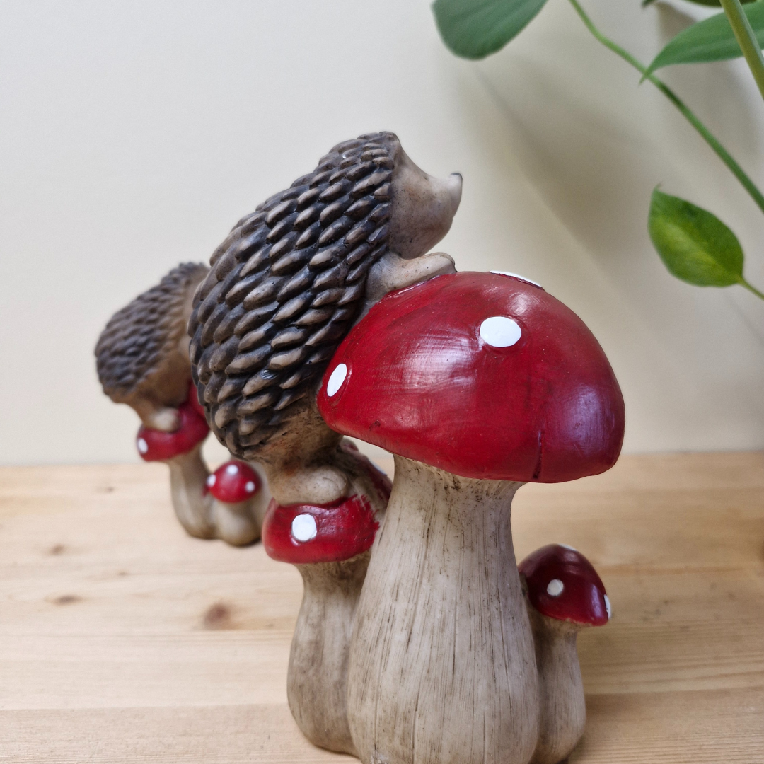 Hedgehog Climbing on Toadstool 19.5cm
