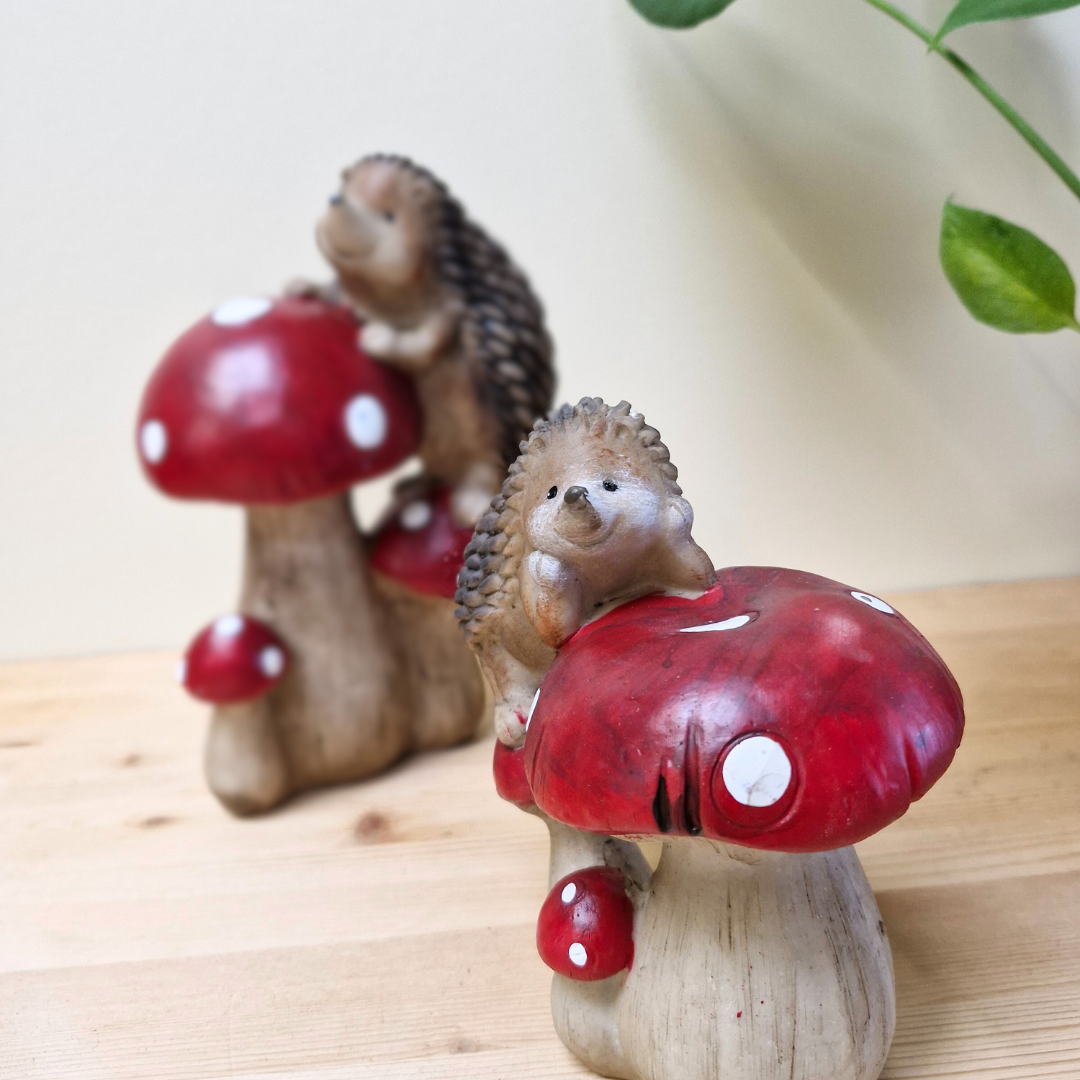 Relaxed Hedgehog on Toadstool 14.4cm
