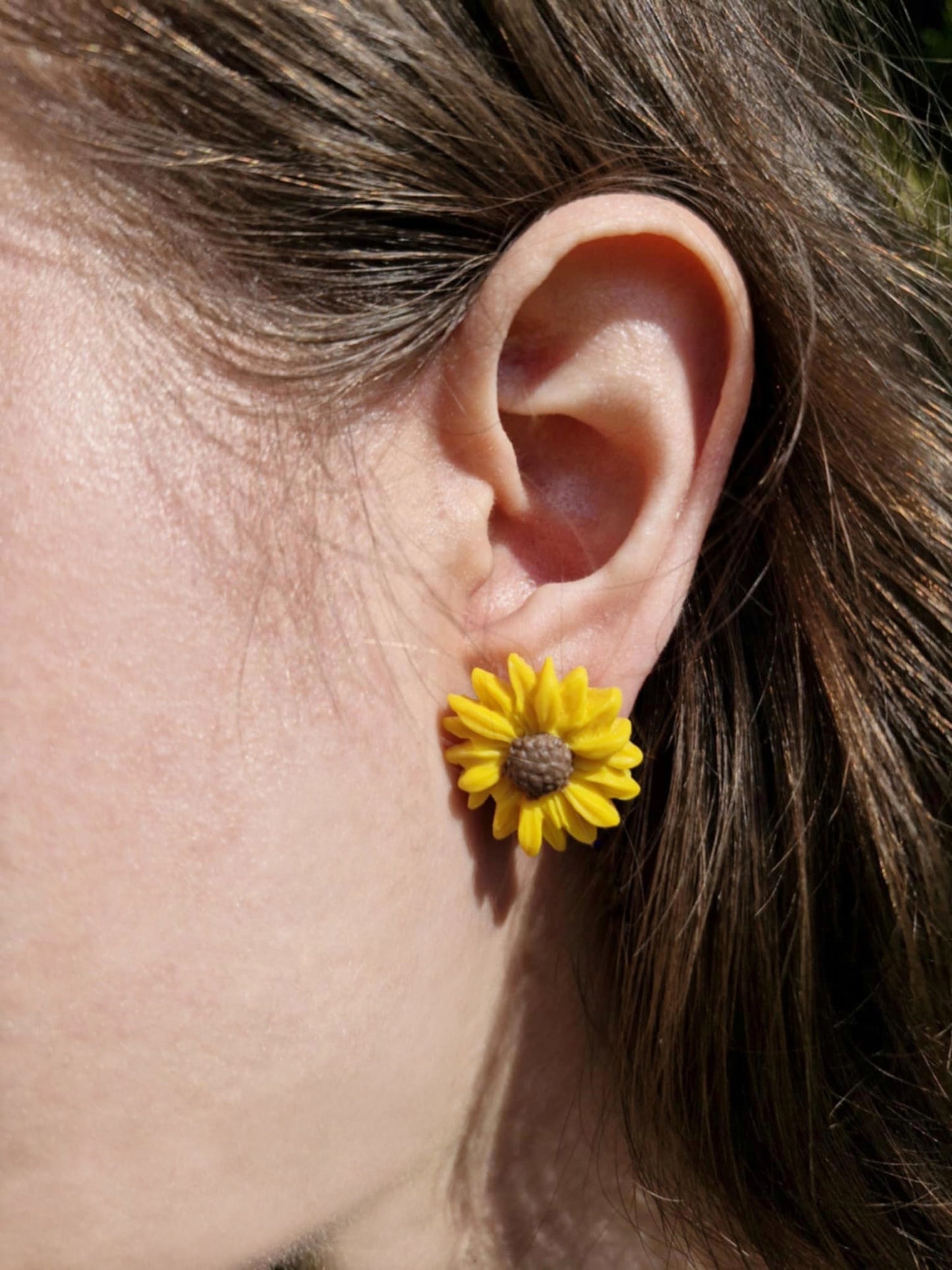 Clay Sunflower Stud Earrings