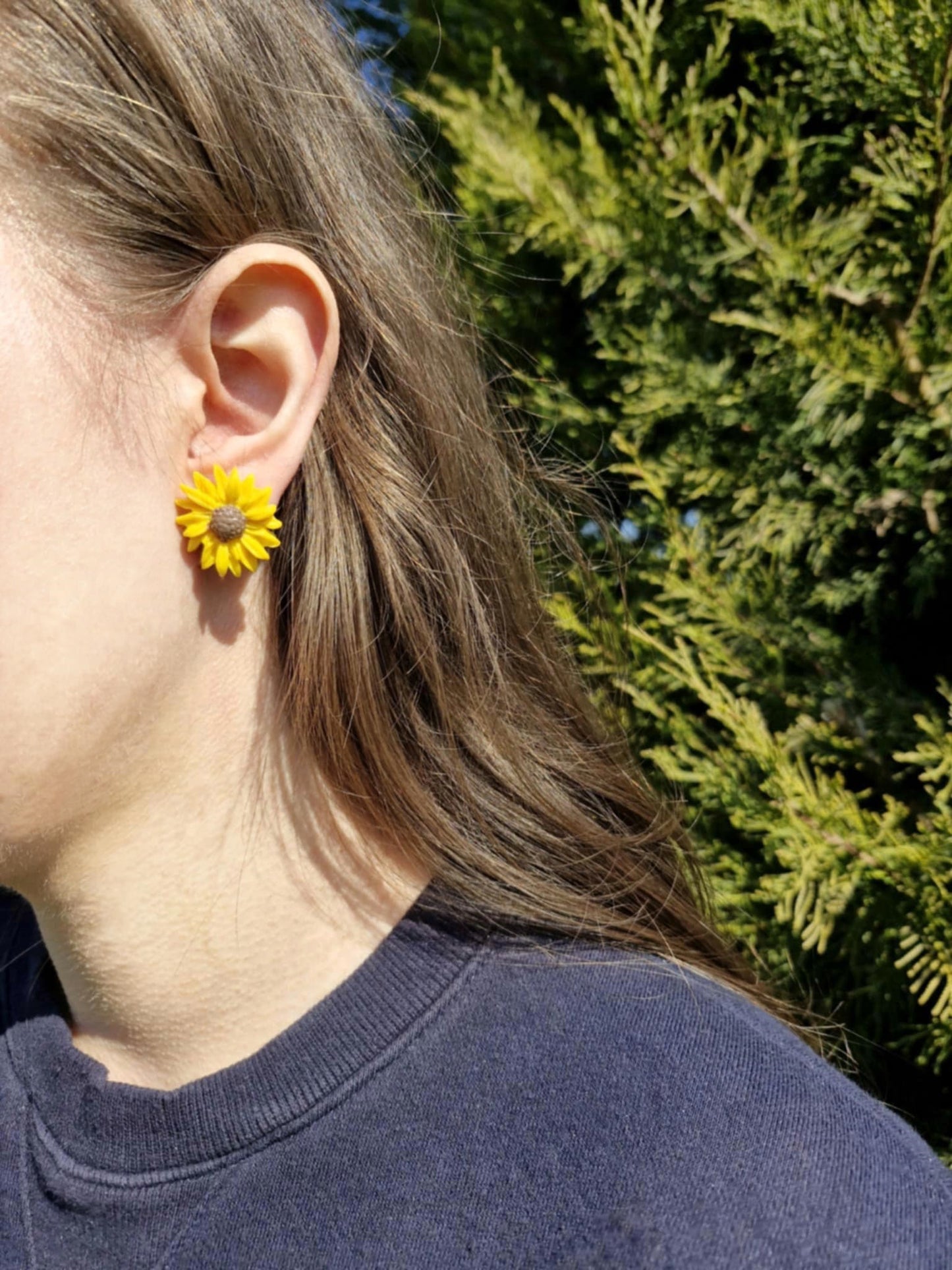 Clay Sunflower Stud Earrings