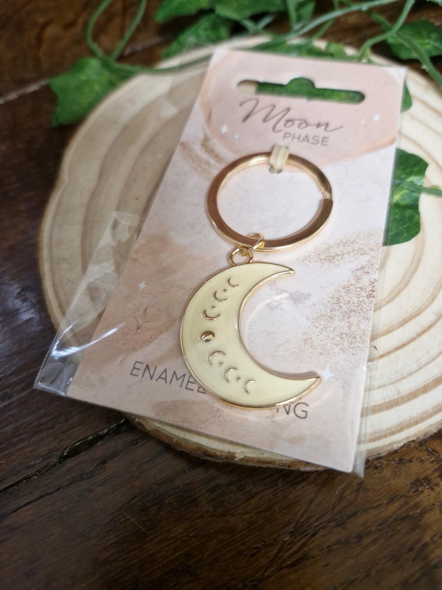 Moon Phase Crescent Enamel Keyring