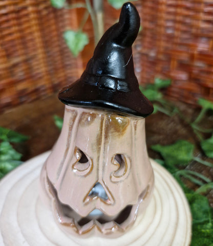 Ceramic Pumpkin With Hat LED Ornament