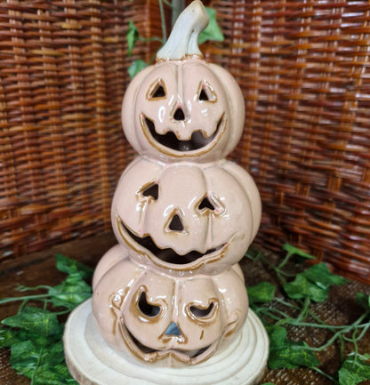Ceramic Stacked Pumpkin with LED Light