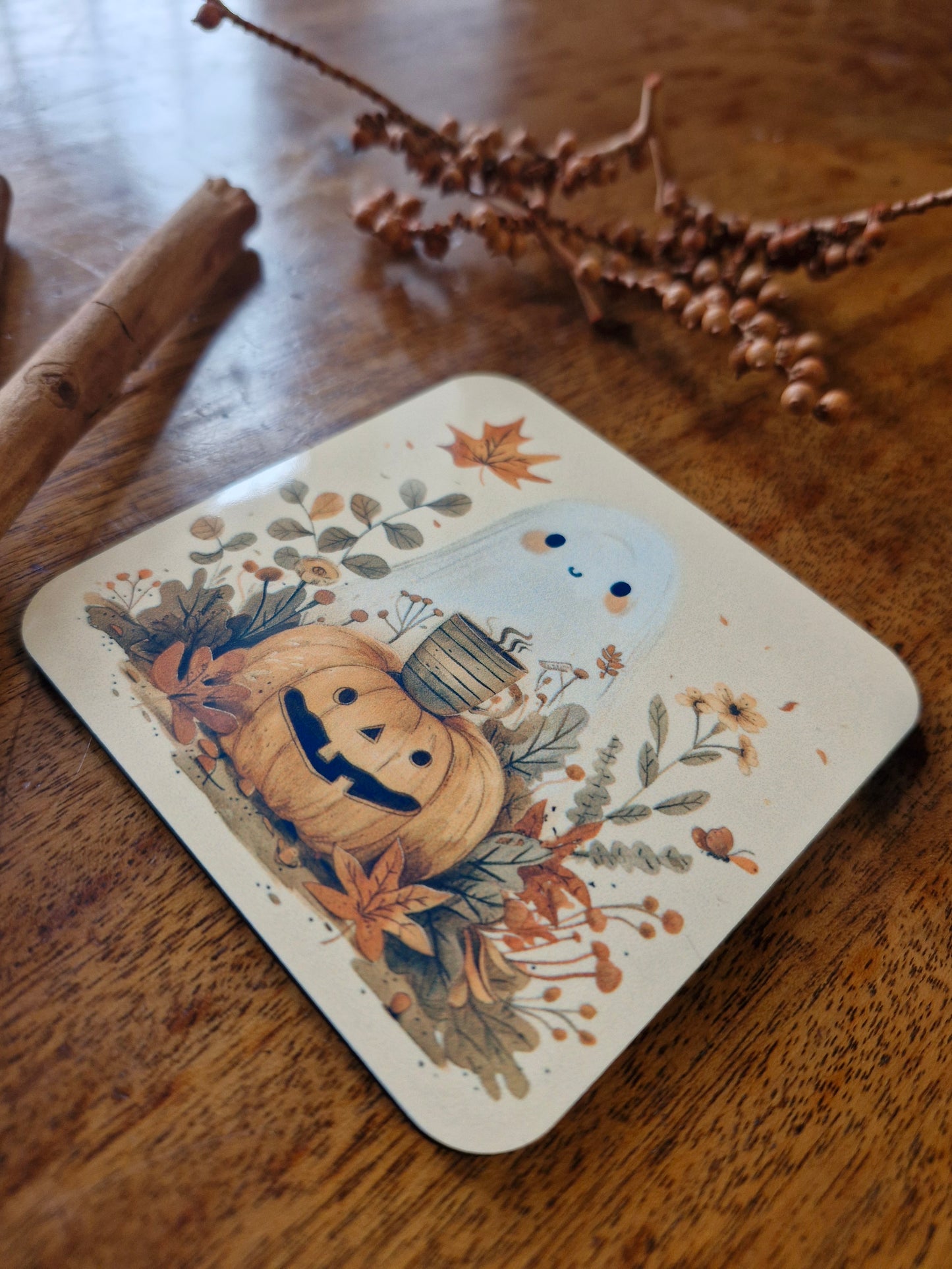 Ghost and Pumpkin Coaster