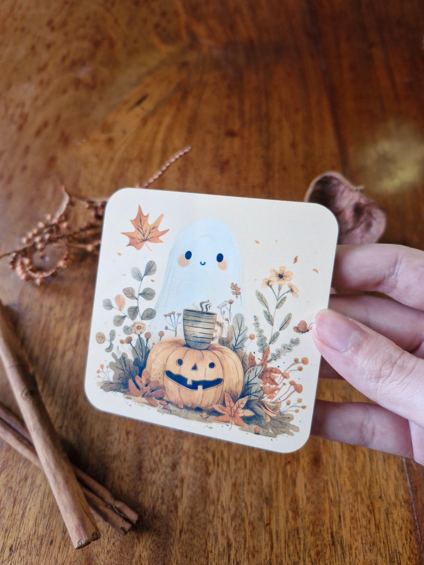 Ghost and Pumpkin Coaster