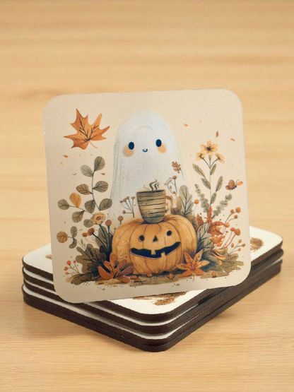 Ghost and Pumpkin Coaster