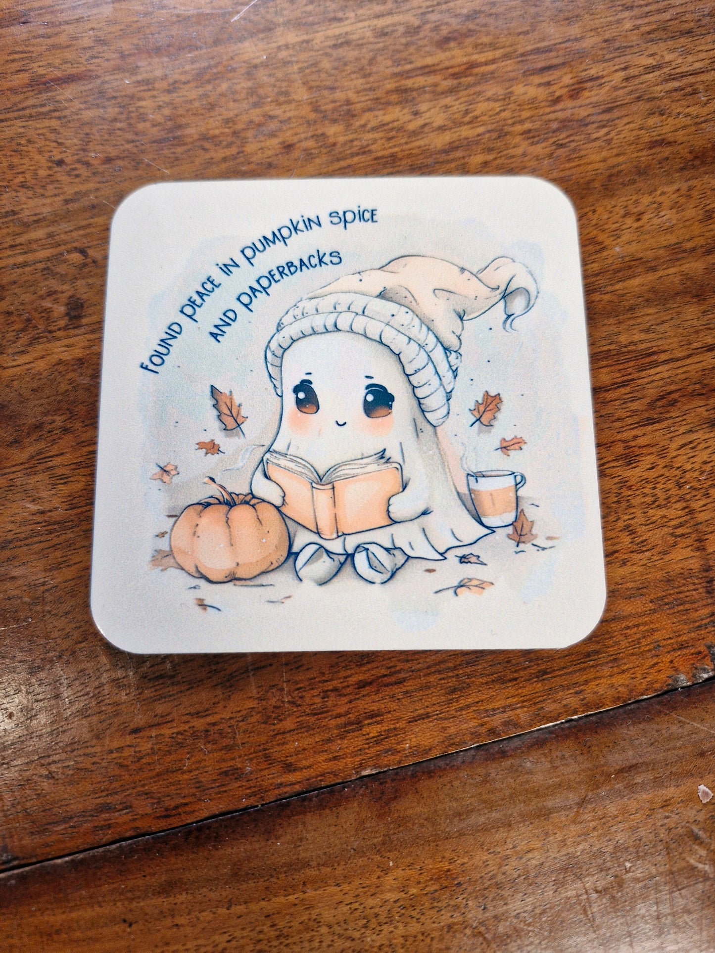 Ghost & Pumpkin Book Reading Coaster