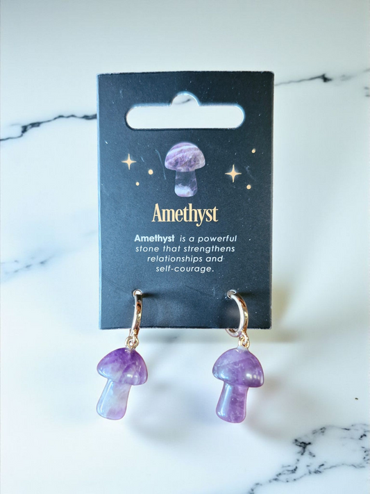 Amethyst Mushroom Earrings