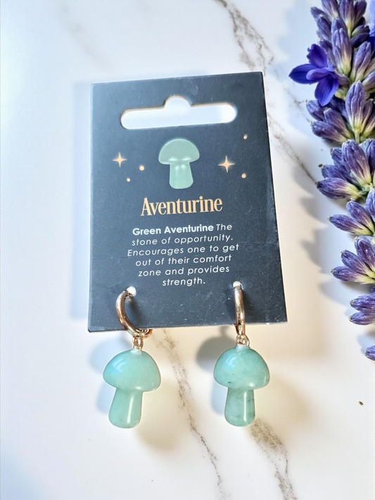 Aventurine Mushroom Earrings