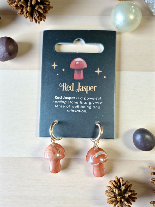 Red Jasper Mushroom Earrings
