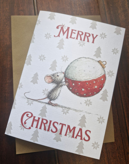 Merry Christmas Card Mouse A5