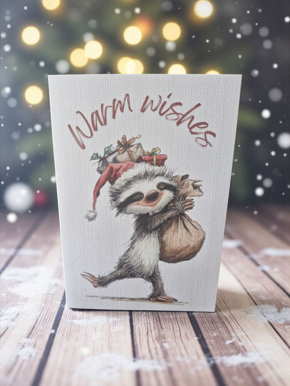 Warm Wishes Sloth Christmas Card A5