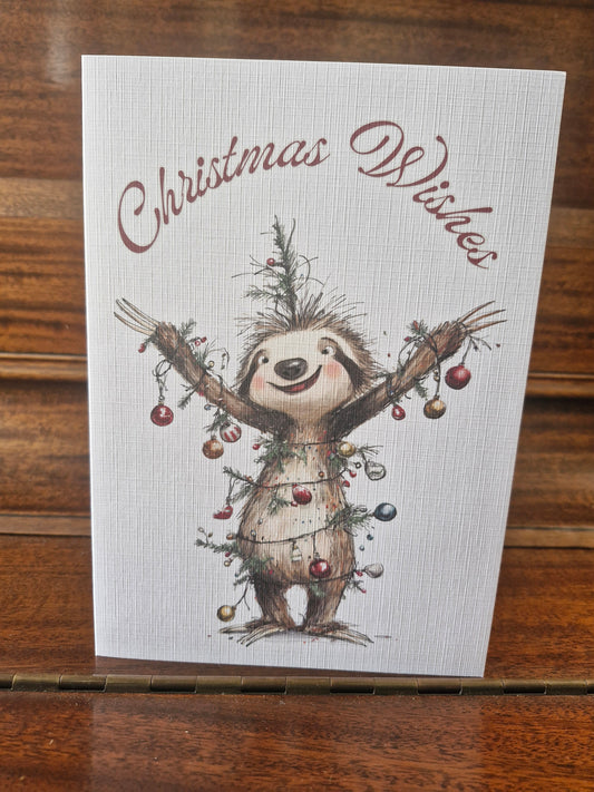 Christmas Wishes Sloth Card A5