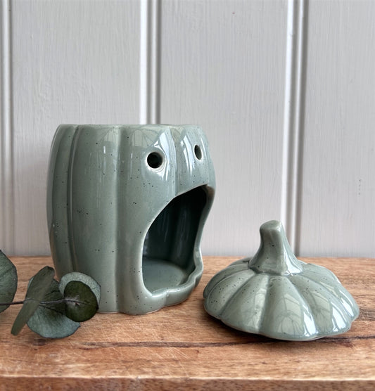Sage Green Speckled Pumpkin Wax Burner
