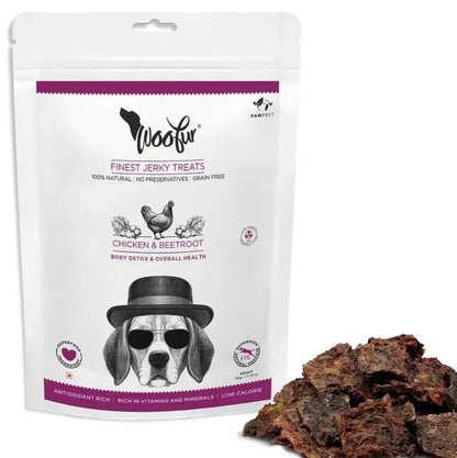 Pawfect Woofur Jerky Treats: Chicken & Beetroot 50g