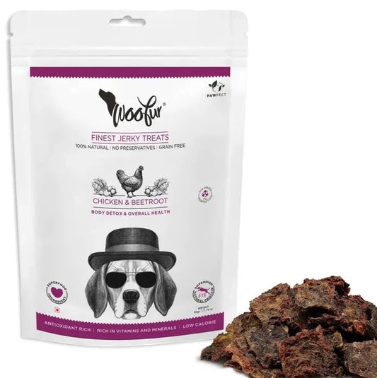 Pawfect Woofur Jerky Treats: Chicken & Beetroot 50g