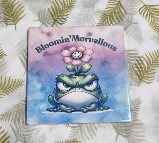 Bloomin' Marvellous Frog & Flower Ceramic Coaster