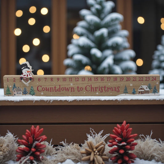 Snowman Sliding Christmas Countdown Plaque