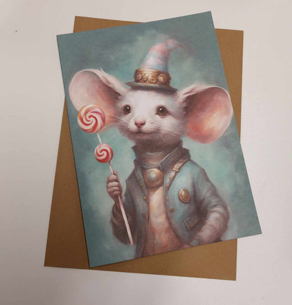 Ernie The Whimsical Mouse A5 Birthday Card