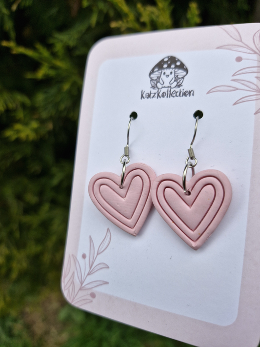 Pink Heart Dangle Earrings