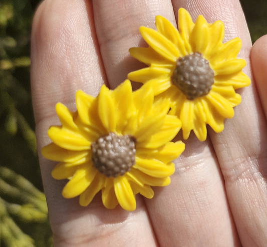 Clay Sunflower Stud Earrings
