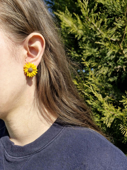 Clay Sunflower Stud Earrings